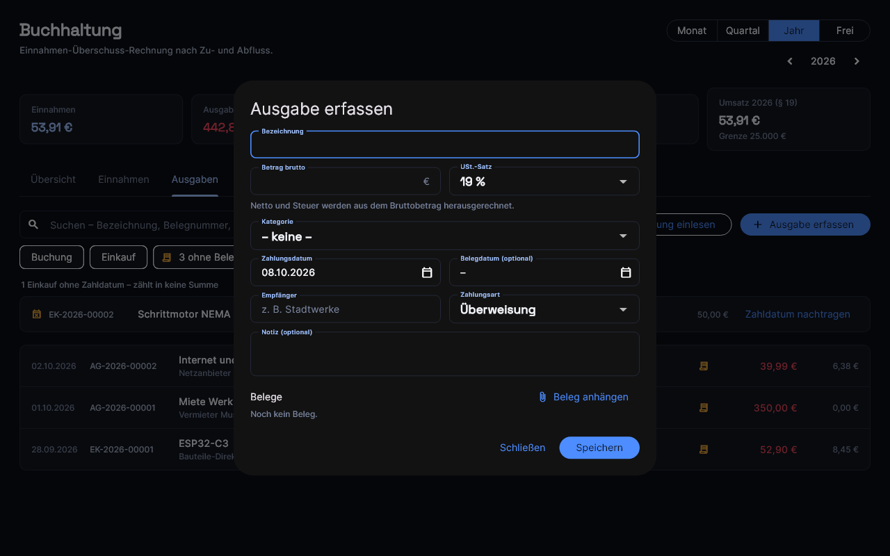 Ausgabe erfassen