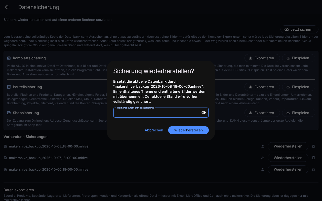 Sicherung wiederherstellen?